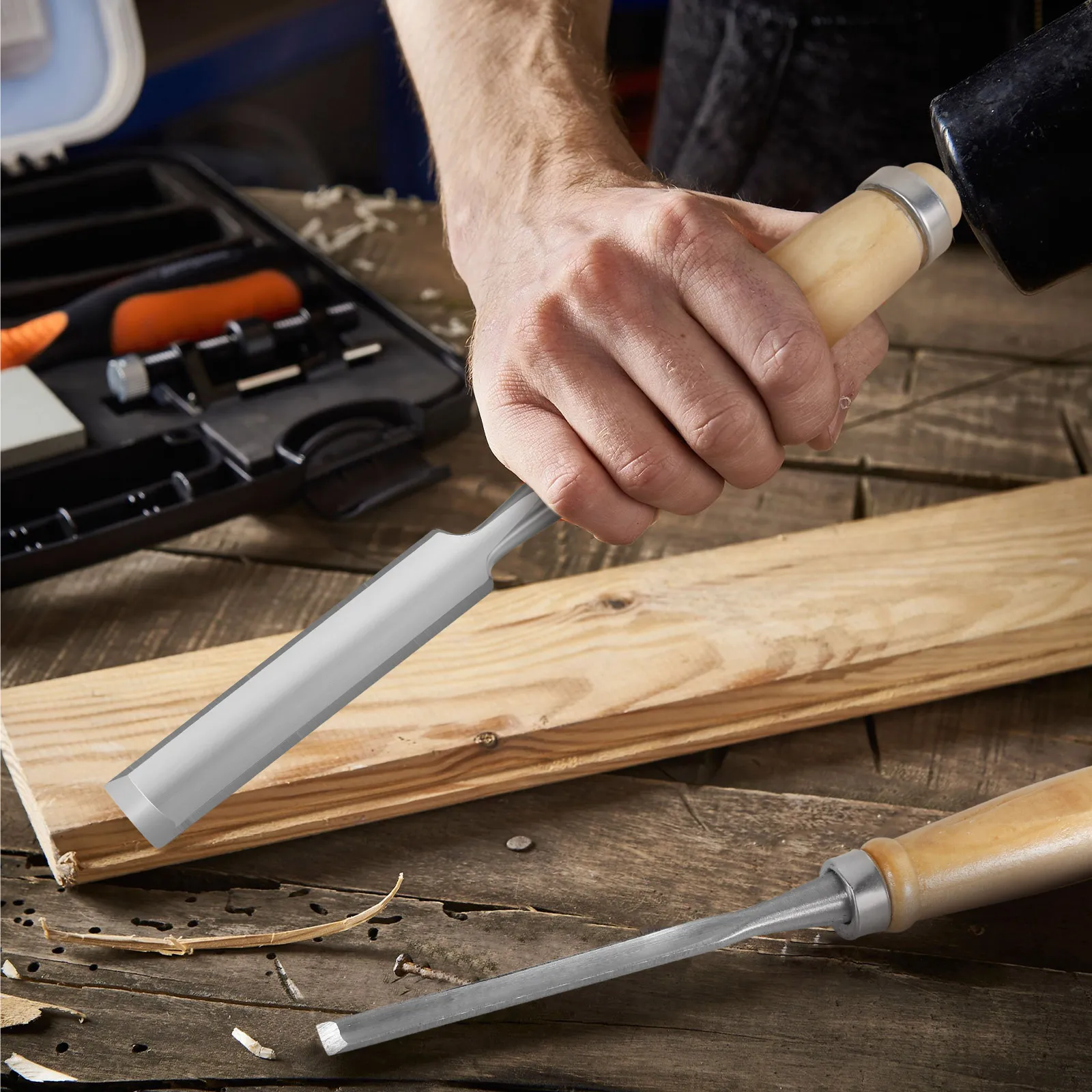 4 قطعة أداة إزميل الخشب مجموعات النجارة نحت إزميل عدة مع علبة خشبية قسط لسكين نحت الخشب نجار