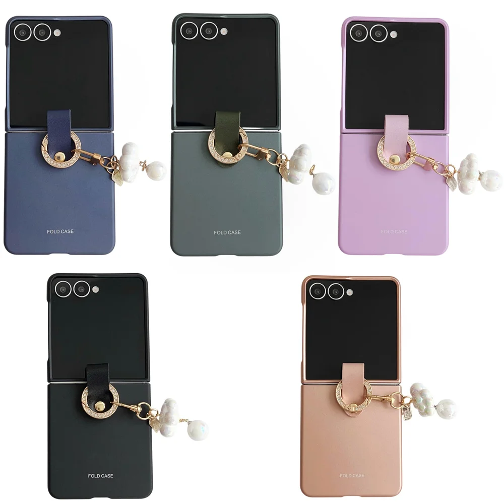 Korean INS Style Fashion Phone case for Samsung Galaxy Z Flip8 7 6 Flip6 7 FE flip5 flip7 Cover With Ring Charm Shockproof Cases