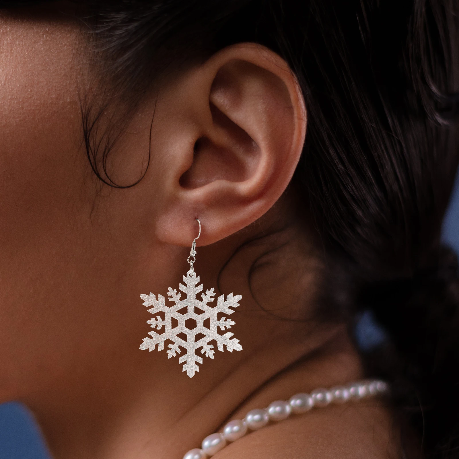 2 pares de brincos de prata floco de neve lantejoulas amuletos de gota de Natal joias da moda para mulheres miss