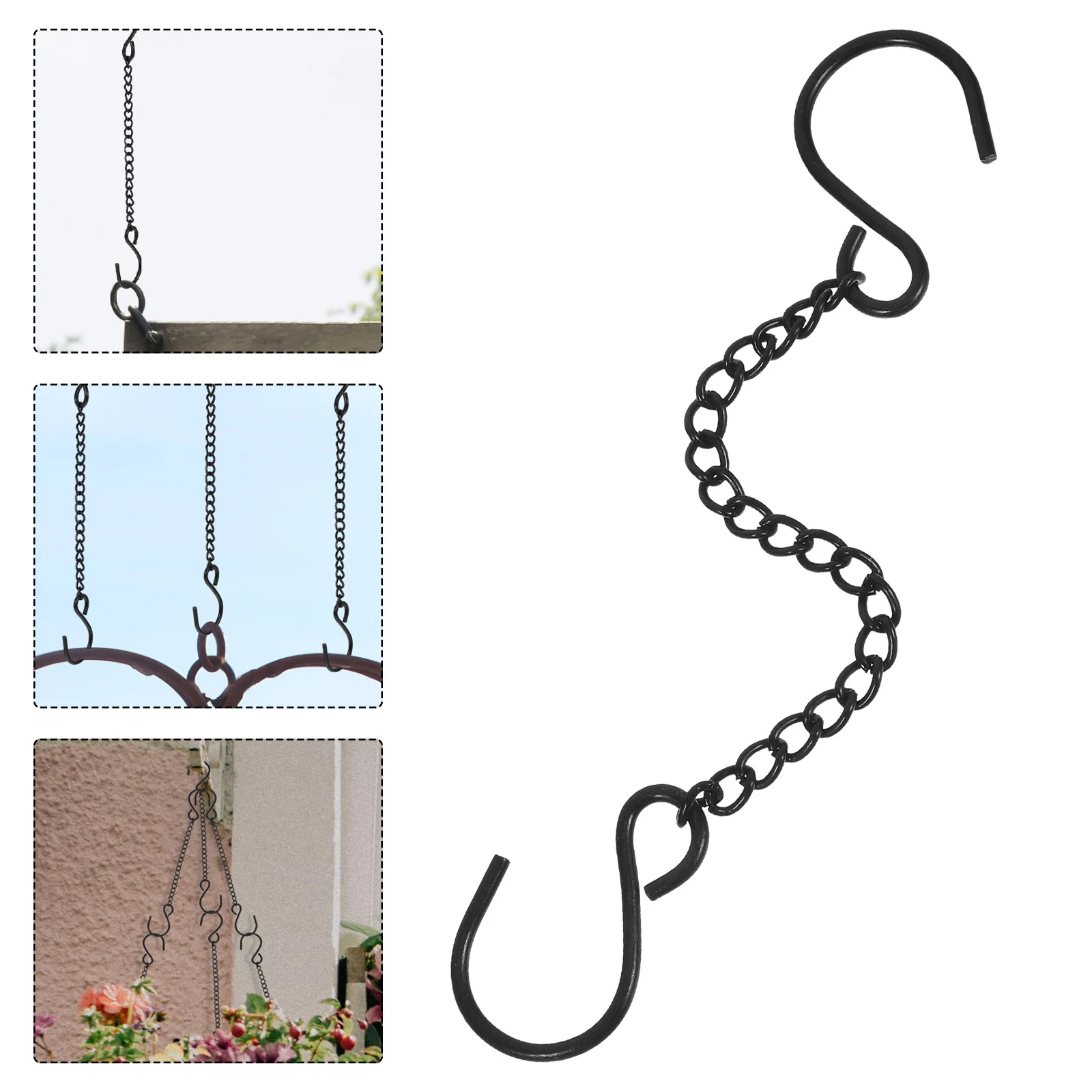 

6pcs Door Sign Hanging Chain Metal Decorative Hook For Planters Bird Feeders Indoor Outdoor Hanging Basket Chain Ceiling Planter