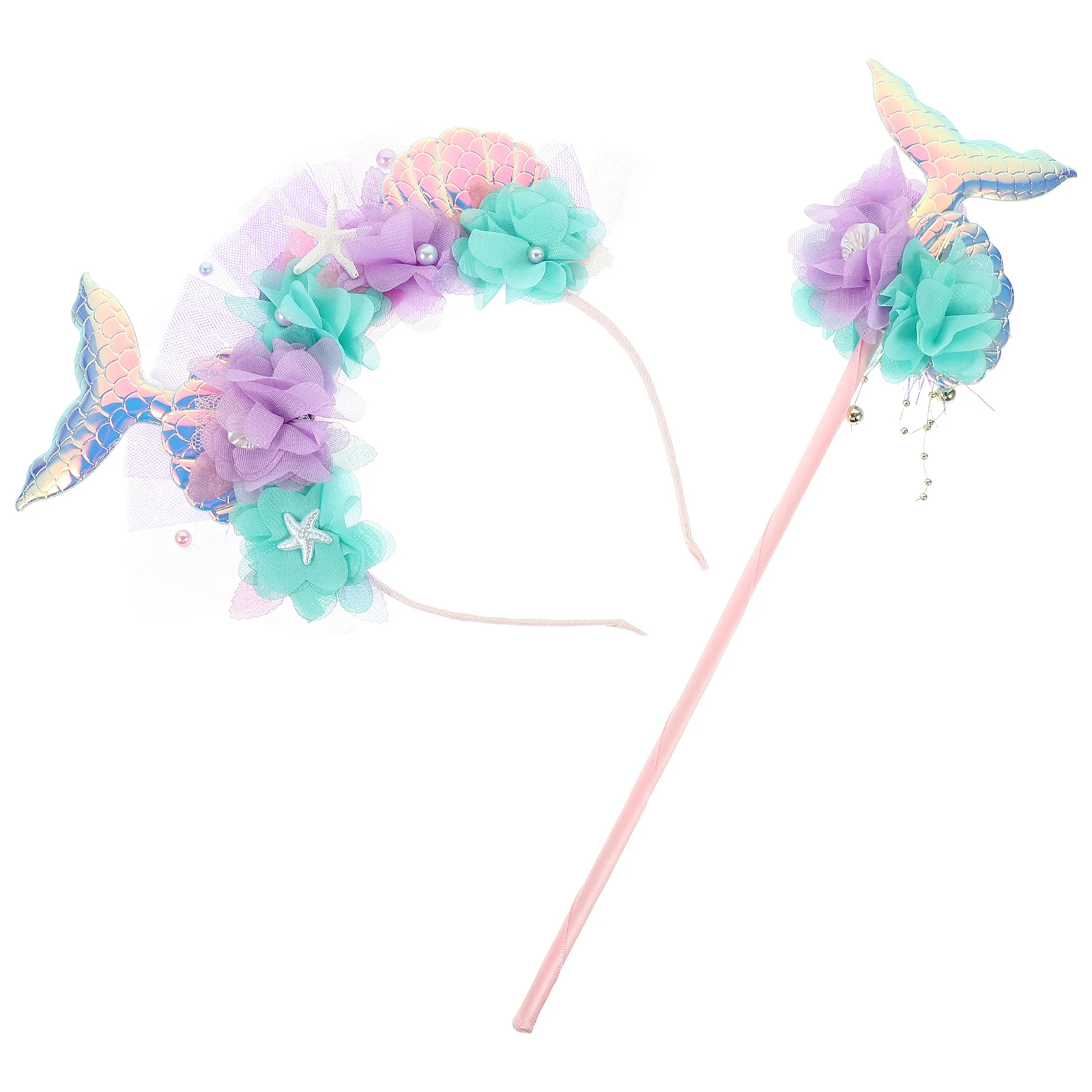 

1 set 1 Set Sequins Headband Wand Mermaid Cosplay Props Fairy Wand Girls Hairband Decorative Accessory