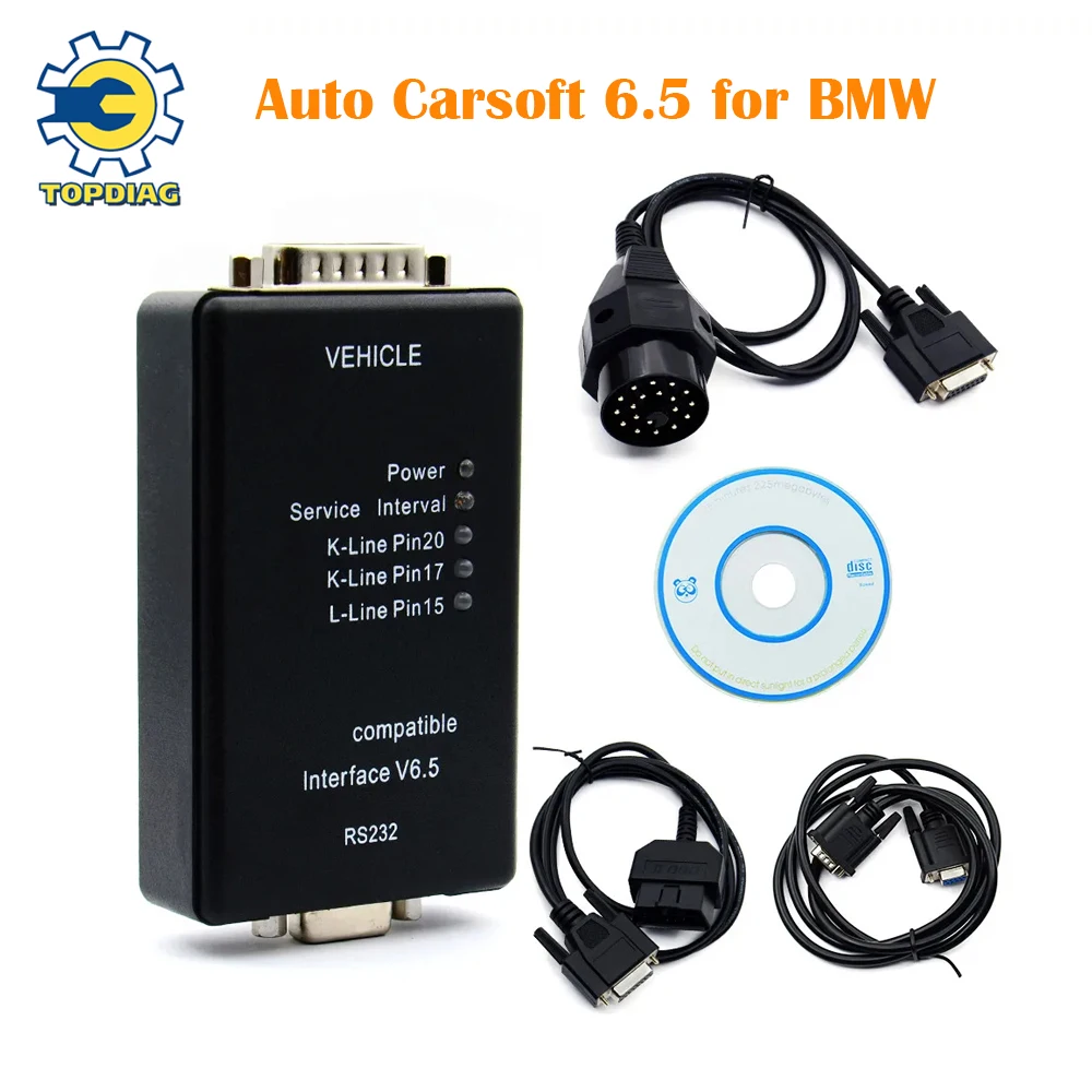 Auto Carsoft 6.5 for BMW E30/E36/E46/E34/E39/E53/E32 with RS232 PC Interface Car Diagnostic Tool for BMW ECU Programmer/MCU