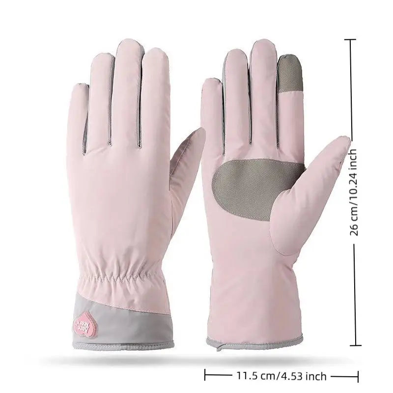 زوج واحد من قفازات الخريف والشتاء الدافئة للنساء، شاشة لمس لطيفة وقطيفة، قفازات ركوب الدراجات الرياضية الخارجية المقاومة للبرودة #6