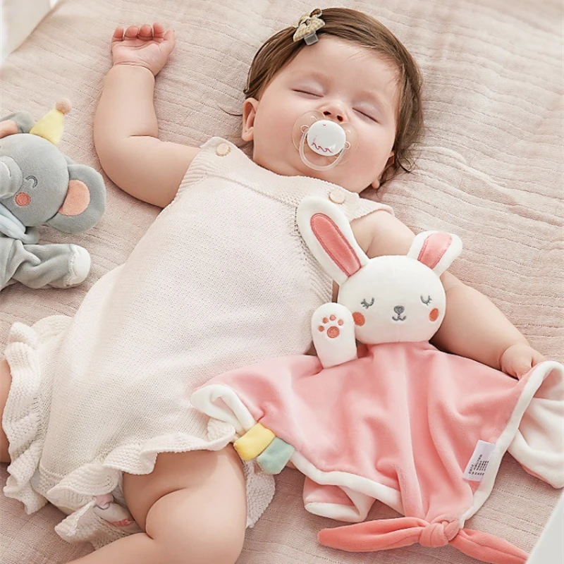 아기 수면 진정 치아발육 완구 플러시 인형 담요: 작은 토끼, 돼지와 사슴 완벽한 아기 선물