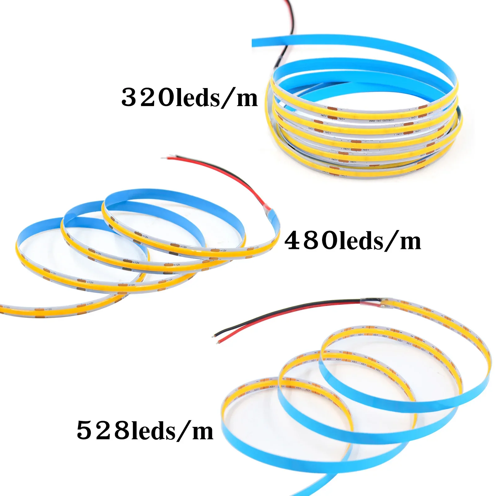 8mm Cob LED-Streifen hohe Dichte 320 480 528 leds/m DC12V/24V flexible lineare Licht leiste warm natürlich kaltweiß für Dekor beleuchtung