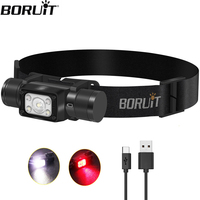 BORUiT LED Headlamp 2000LM XPG USB C Rechargeable Powerful Mini Headlight 180° Swivel Base with Red Light Mode 18650 Head Torch