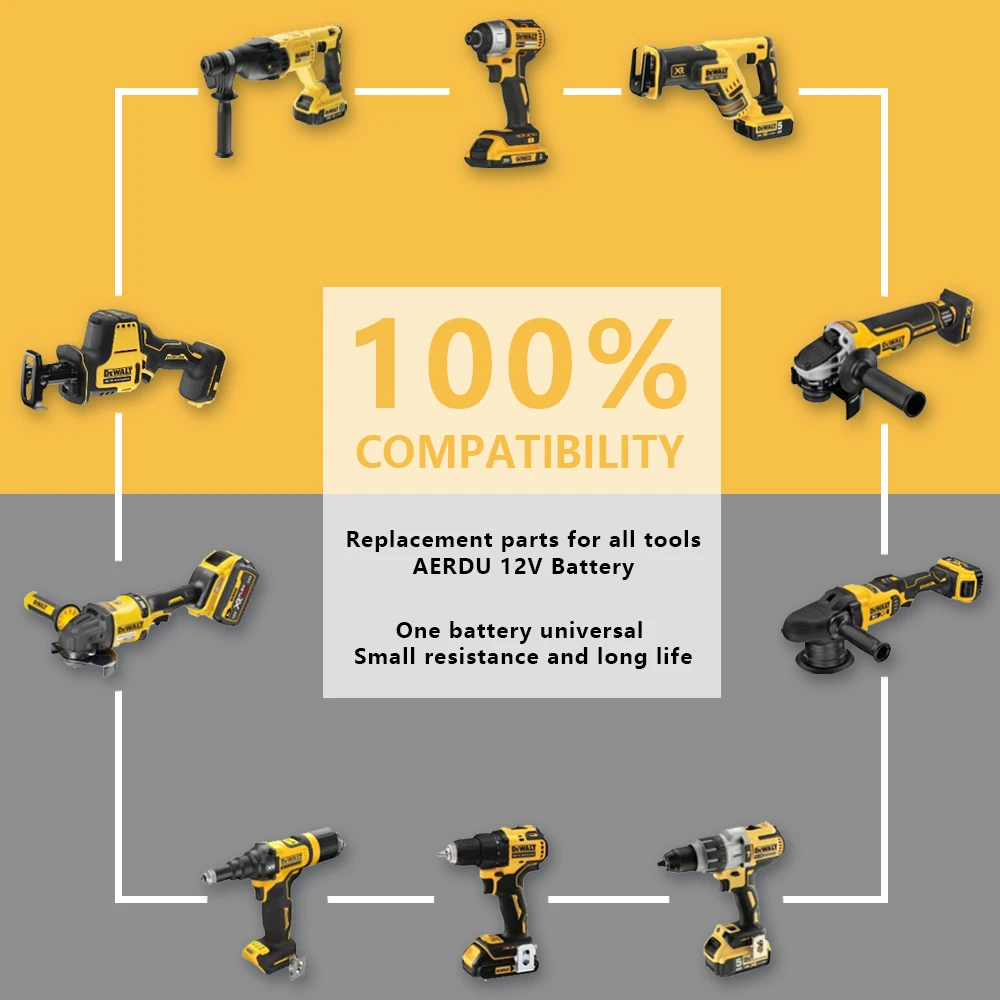 Pro DeWalt 10,8V 12V 1,5-3Ah Li-Ion baterie do nářadí 18650 pro DeWalt DCB127 DCB124-XJ DCB120 DCB123 DCB122 DCB124 DCB121 baterie do nářadí - náhled 3