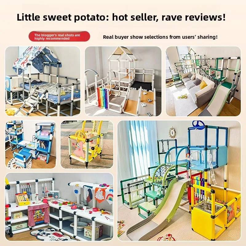 

Детская игровая площадка Anyou для дома, для малышей, для небольшой квартиры, с горкой и трубчатыми элементами, многофункциональная