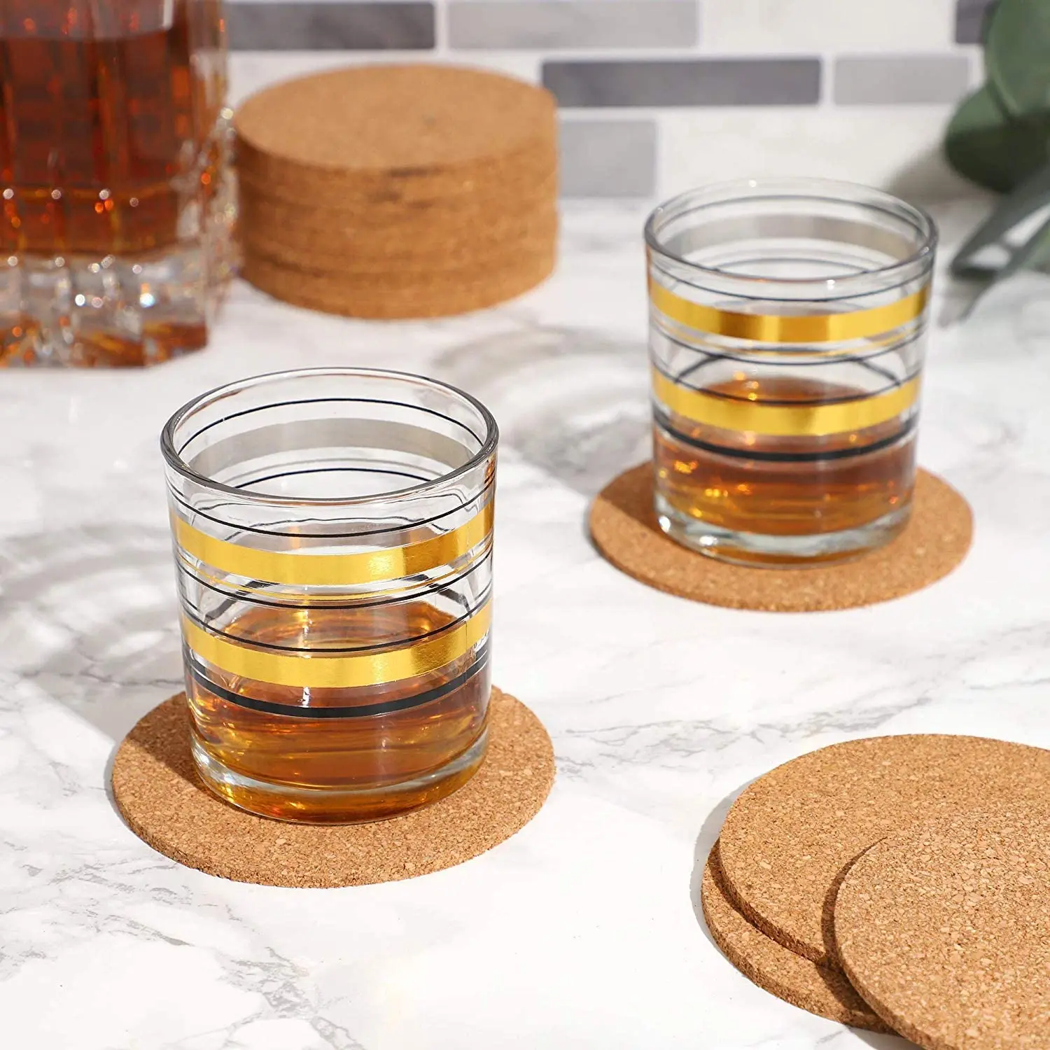 24 pezzi di sottobicchieri in sughero per bar e cucine domestiche-riutilizzabili che assorbono l'acqua e rispettose dell'ambiente fai da te