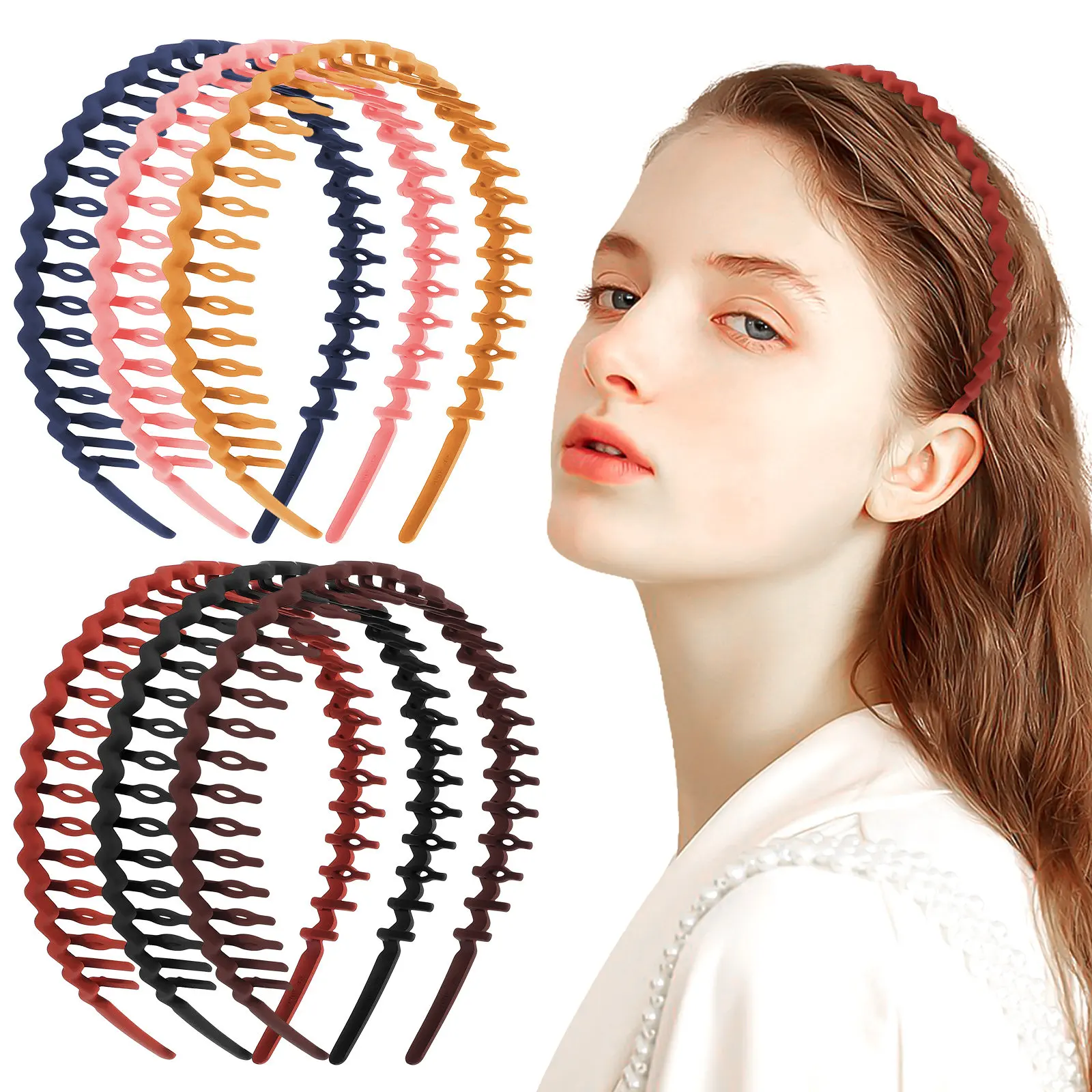 

6Pcs Wavy Teeth Headbands for Women Thin Headbands Hair Hoops with Grip Comfortable Long Wear for School Office Casual Outings