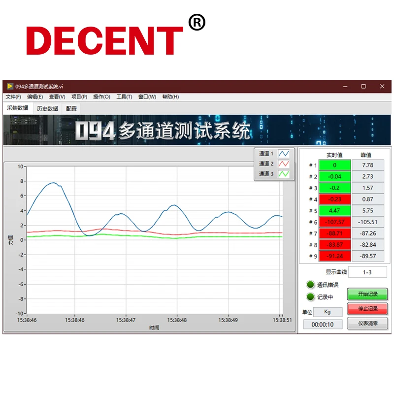 DAQ General Software for Upper Computer Measuring Displaying and Saving Real-time Curve Data of Torque Force Weight