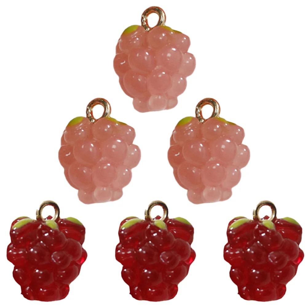 

6Pcs Hand- Pendants Resin DIY Charms for Jewelry Making Bracelet Earring Keychain Craft Supplies Grape Shape Stone