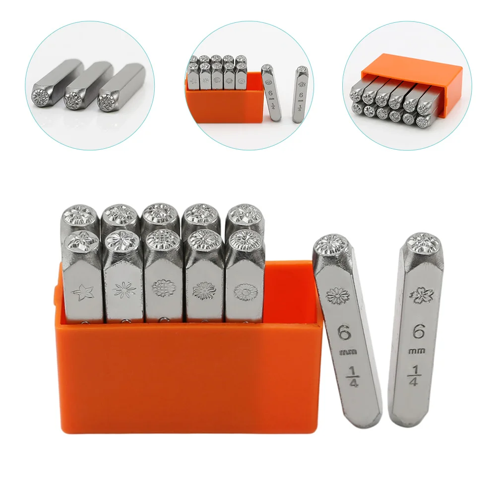 

12 Pcs Flower-shaped Stamp Kit Letter Stamps Jewelry Carving Punch Stamping Crafts