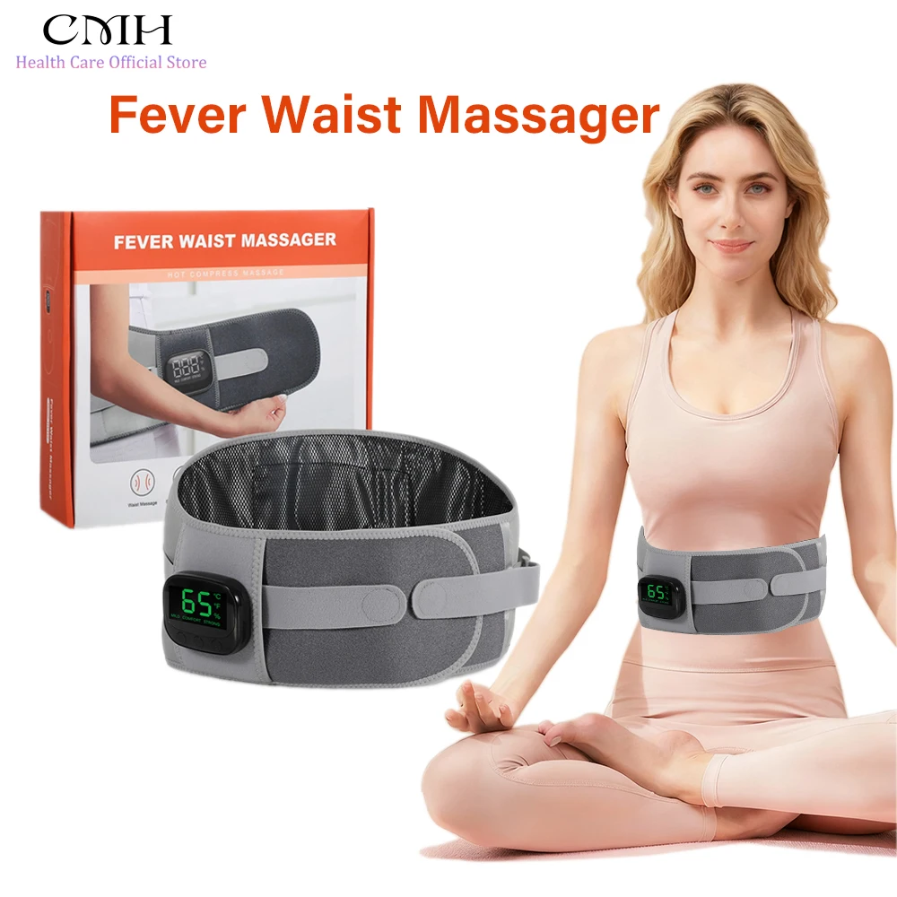

Heating Vibration Massager Belt, Red Light Hot Compress Waist Support Brace Back Massage Lumbar Belt Health Care