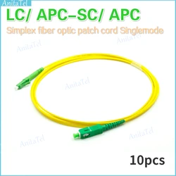 Cable de APC-SC LC/ APC Simplex/parche de fibra óptica, Cable óptico sc-lc monomodo 9/125 SM FTTH, unids/lote 10/bolsa