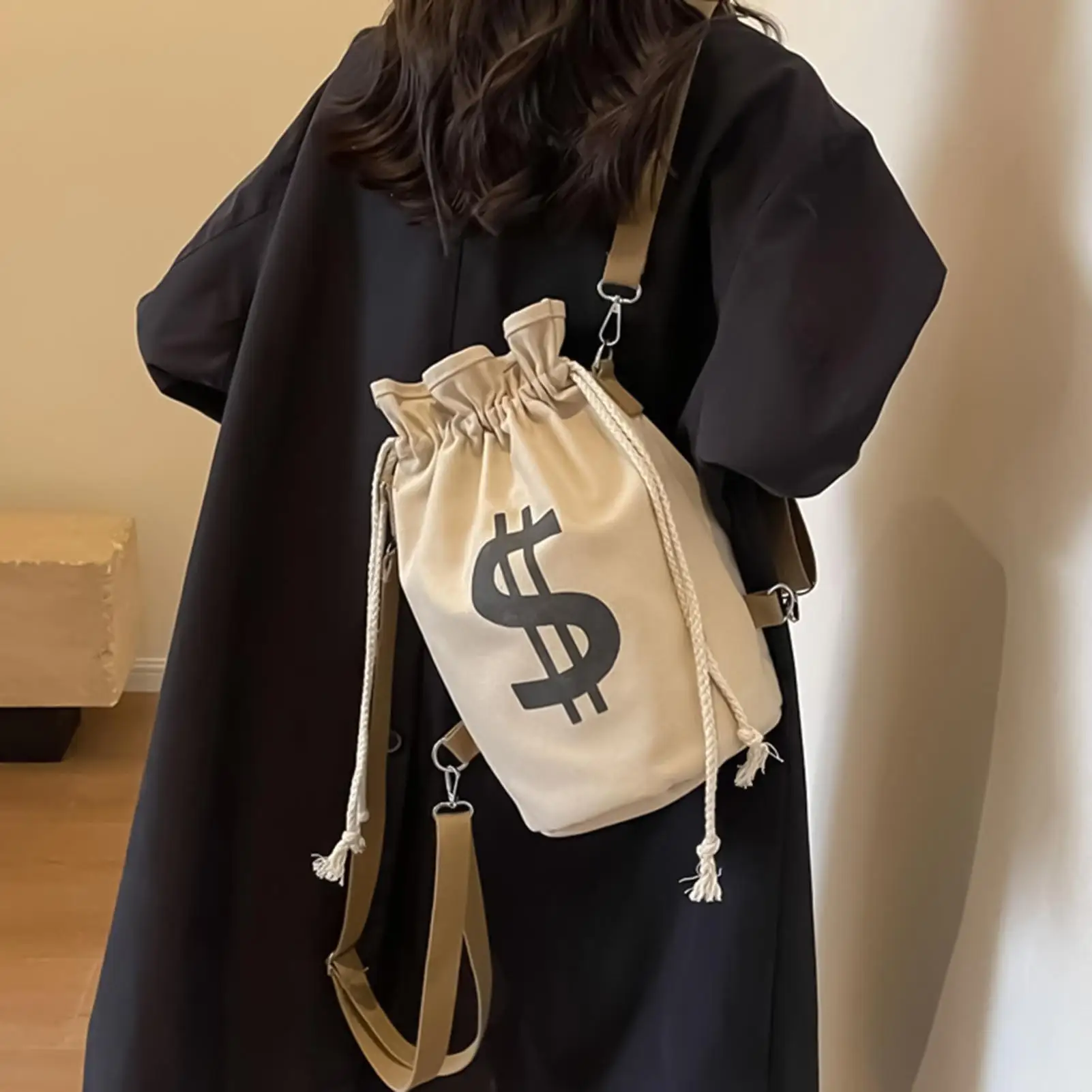 กระเป๋าเป้สะพายหลังแบบมีเชือกผูก ลายดอลลาร์ สำหรับใส่เครื่องเขียน เหมาะสำหรับผู้ชาย ผู้หญิง เด็กชาย เด็กหญิง ใช้เล่นกีฬา ฟุตบอล ว่ายน้ำ