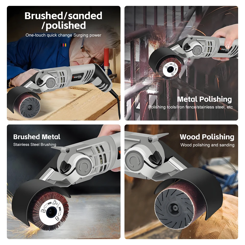 Drawing Machine Portable Stainless Steel Drawing Machine Electric Belt Sander Polishing Drawing Machine for Flat Metal Wood