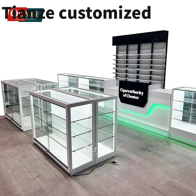 

Customized-Smoke Store Display Showcase Suppliers Glass Display Cabinet Cigar Room Shelf Wall Display Rack Stand Wi