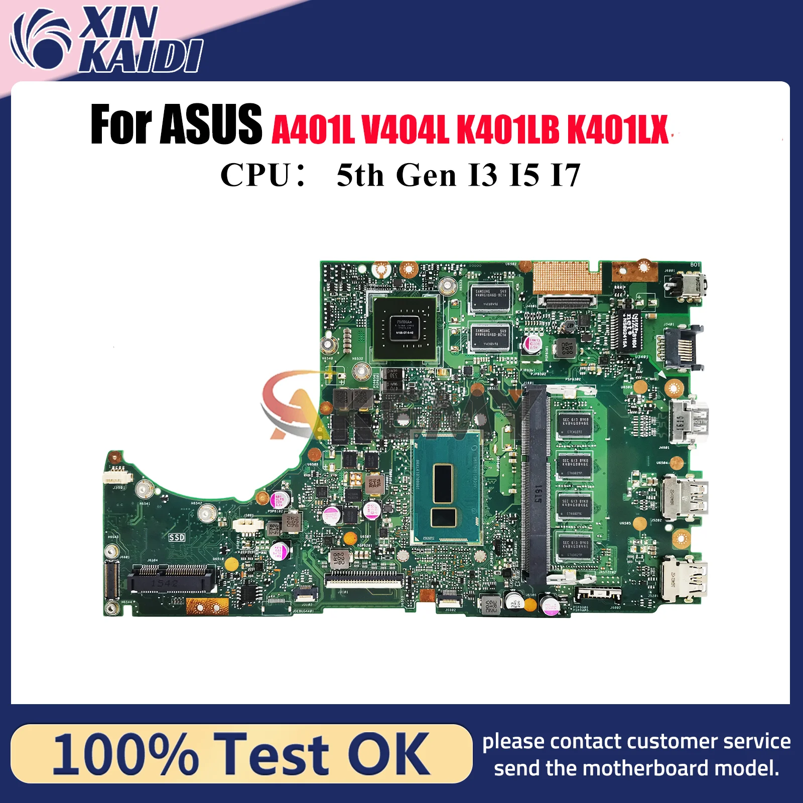 

K401LB Материнская плата для ноутбука ASUS VivoBook K401LB K401LX V405L K401L A401L V404L Материнская плата с процессором I3 I5 I7 100% ОК шт.