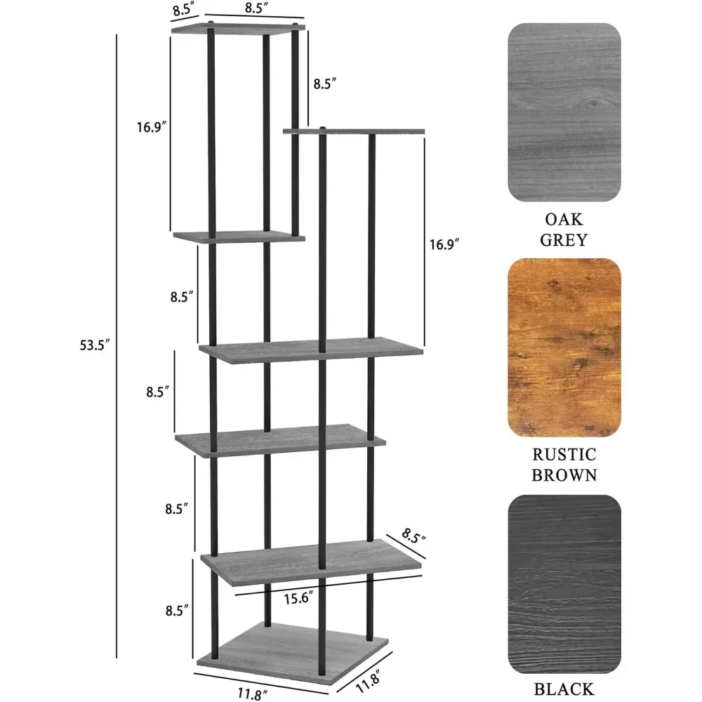 7-Tier Metal Wood Plant Shelf for Multiple Flower Pots, Corner Tall Flower Holder