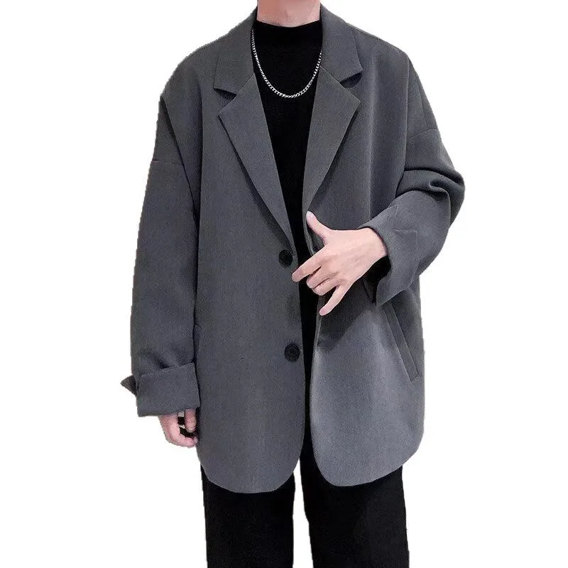 Casual Suit Single Suit Loose Simple Men's Solid Color Small Suit Mens Blazer Jacket