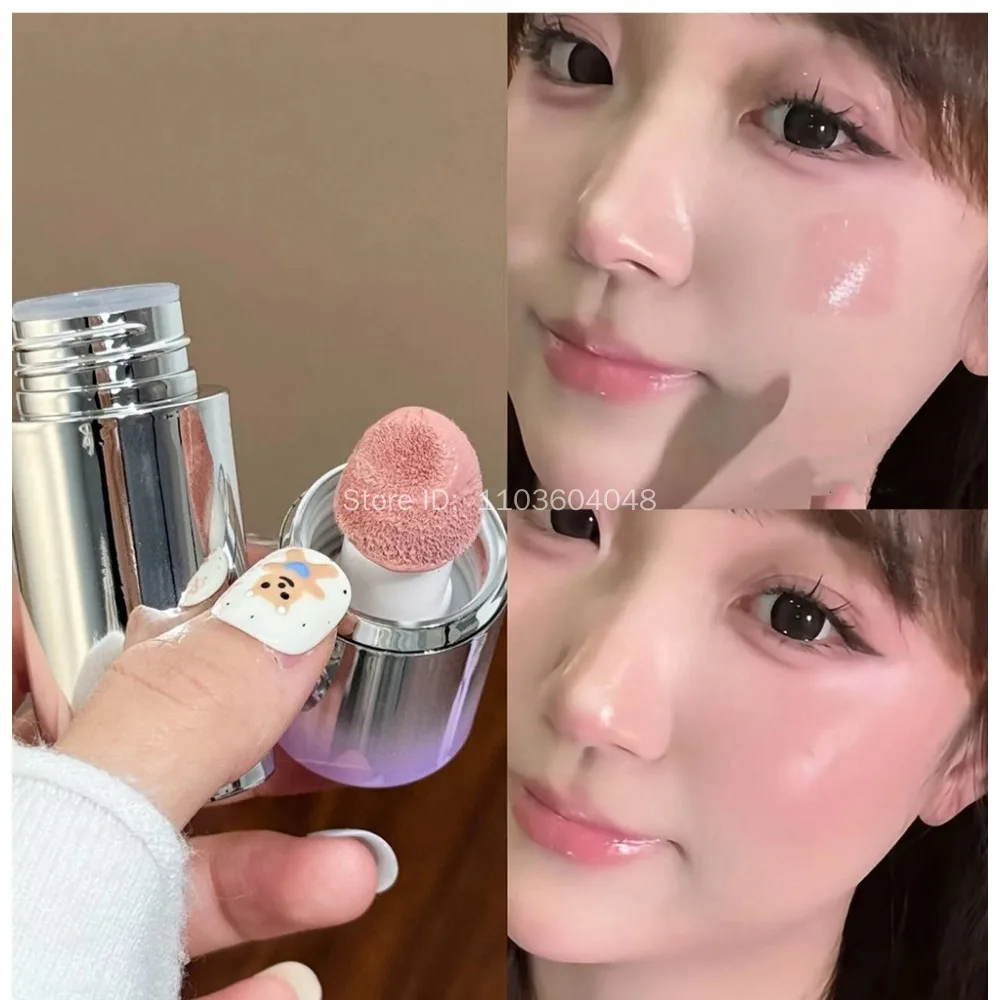 Soft Face Liquid Blusher Smooth Cheek Eye Mousse Blush Matte นมสีม่วง Highlighter Stick Rouge กันน้ํา Contour แต่งหน้า