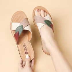 2024 Summer new mother Sandals elderly flat Soft bottom comfortable Ladies Sandals large size pregnant women slippers