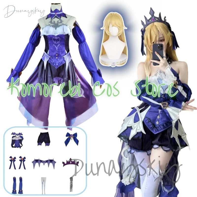 Fischl Cosplay Costume Genshin Impact Fish Cosplay Wig Dress Full Set Uniform Anime Game Halloween Party Masquerade Women