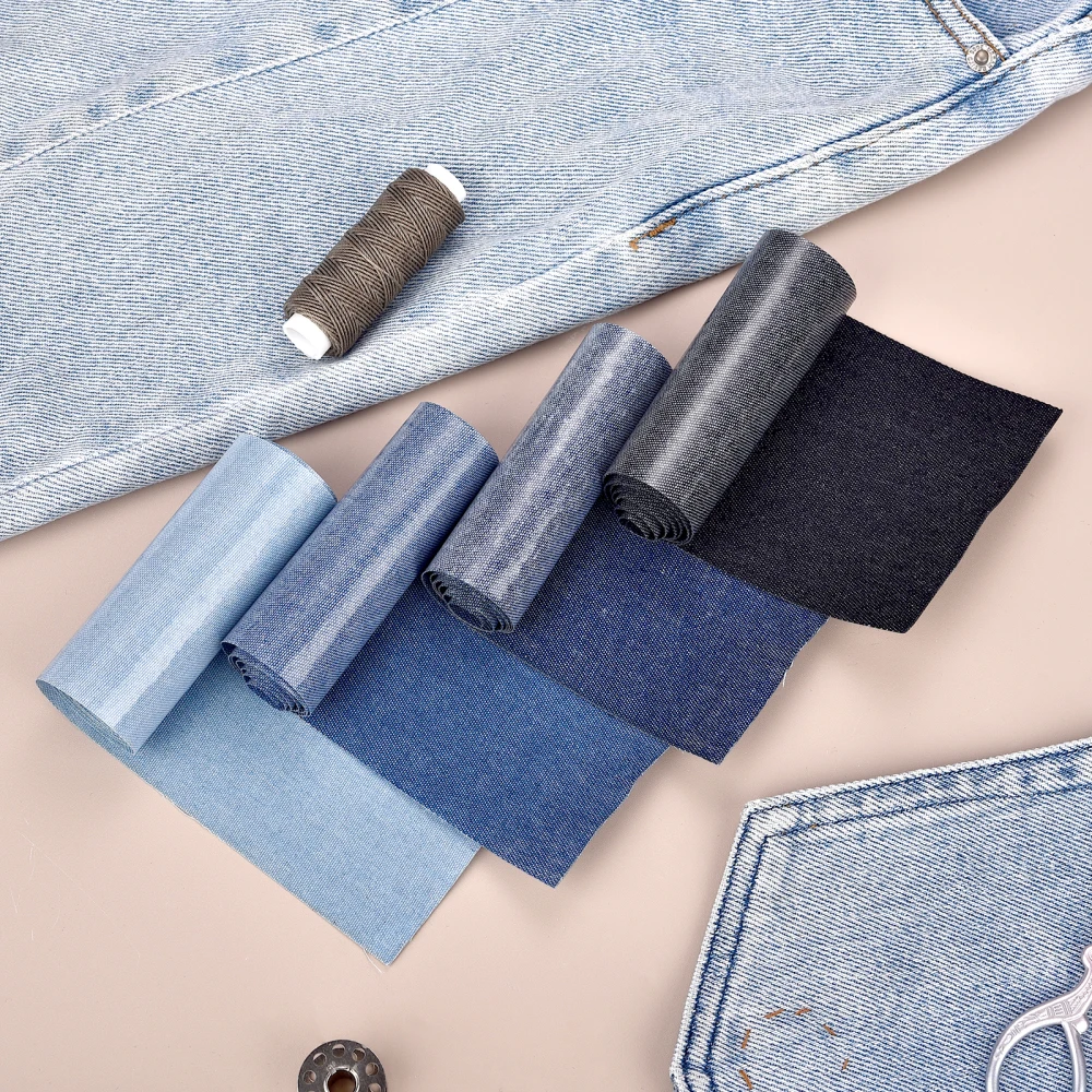 8cm x 51cm Jean Iron on Patches Rectangle Black Blue Patch For Inside and Outside Denim Garment Jacket Hole Repairing Decoration