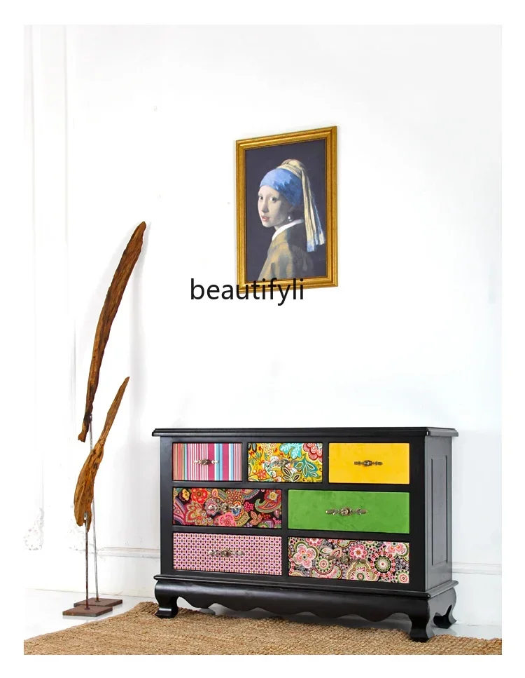 

SS ss7486 European style, storage, entrance, American bedroom, seven-chest cabinet, solid wood dining side cabinet