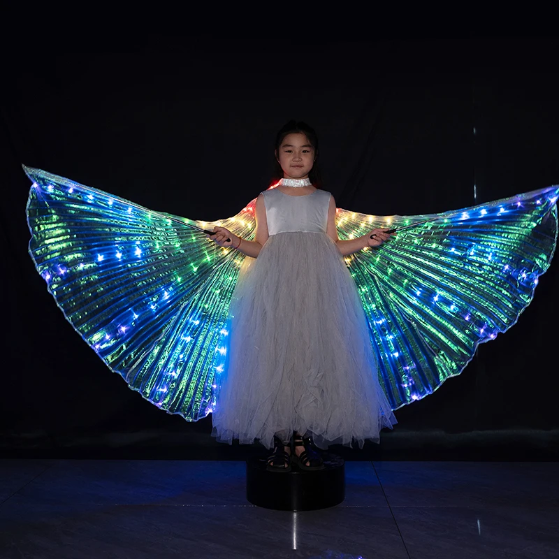 

Halloween little girl elf costume luminous butterfly wings performance costume LED luminous wings back decoration fluorescent