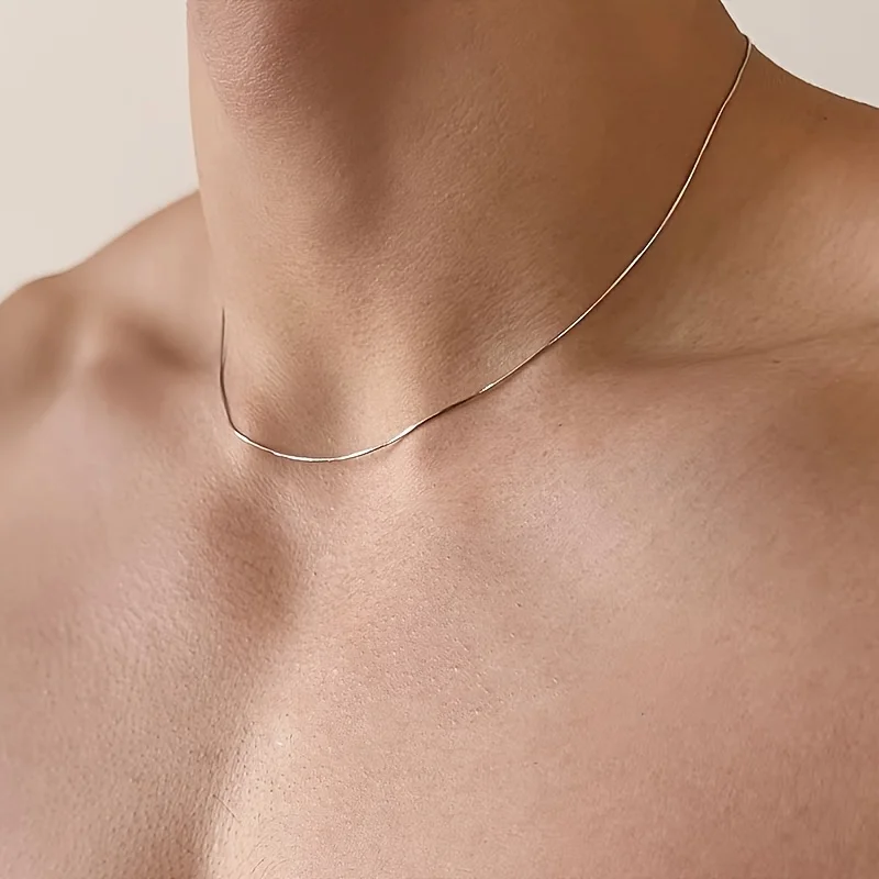 Silver Stainless Steel Thin Snake Chain Necklace Lobster Clasp Replacement Chain for Pendant, Multiple Lengths 18/20/22/24inch T