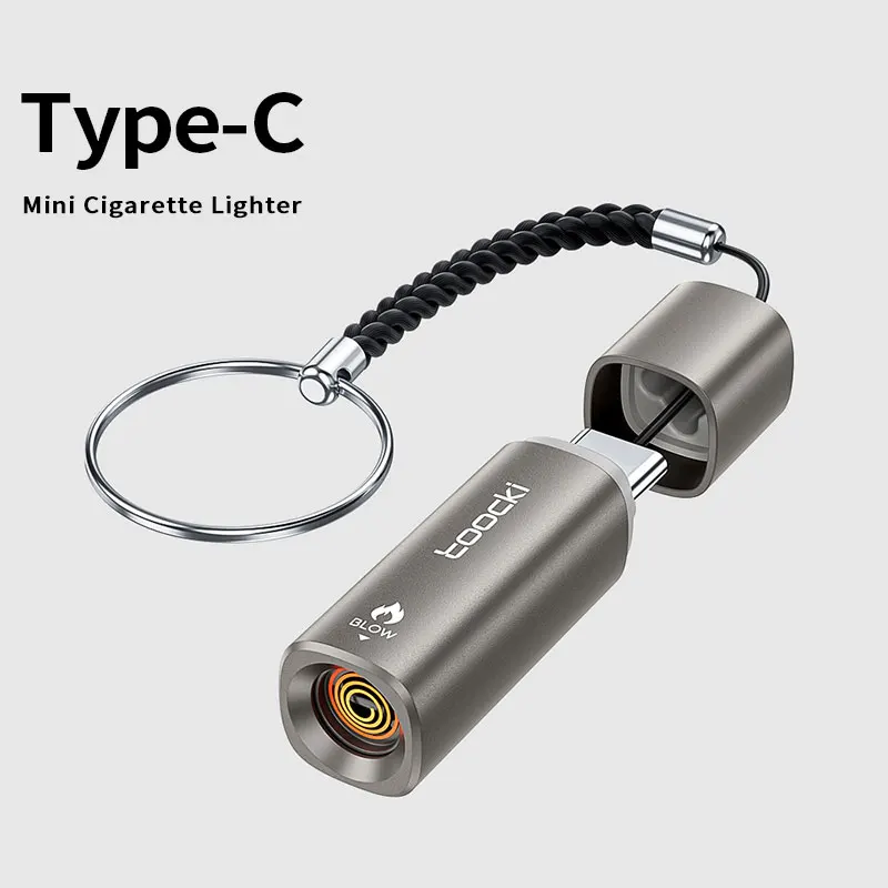 ولاعة سجائر صغيرة من Apple Type-c ولاعة محمولة سلك التنغستن تهب السلامة توفير الطاقة للاستخدام في الهواء الطلق للسفر في الهواء الطلق