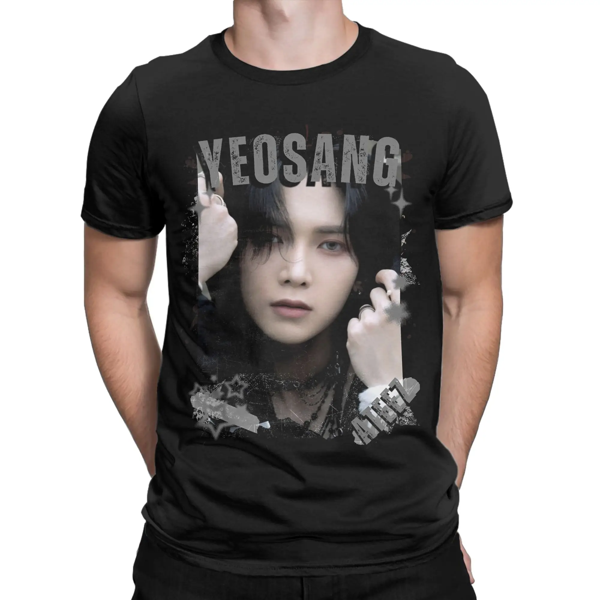 Kpop Boy Group A-Ateez Yeosang T-Shirts Men  Funny Cotton Tee Shirt Crewneck Short Sleeve T Shirts Gift Idea Clothing