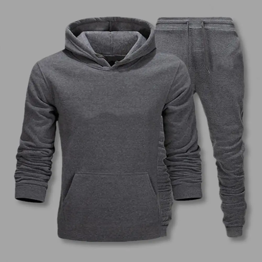 Herren Workout Outfit Set Herren Kapuze Sweatshirt Hose Set für Herbst Winter Kordel zug Langarm Sportswear Outfit für aktive