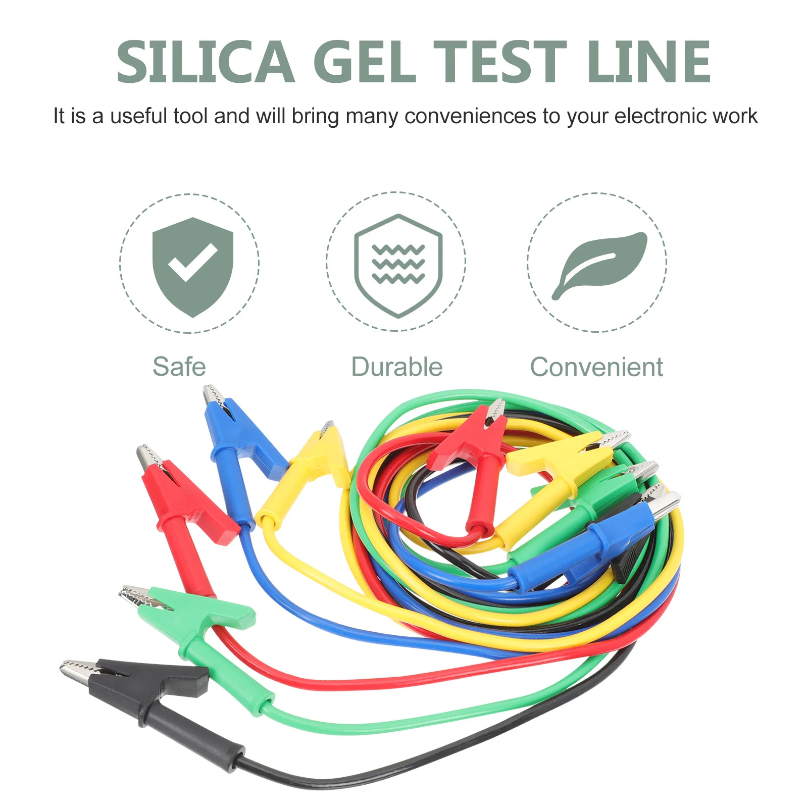 

5 шт., зажим «крокодил», силовой кабель, нескользящая изолированная перемычка из ПВХ для электрических испытаний, сделай сам, лабораторное использование, тестовые провода, разъем