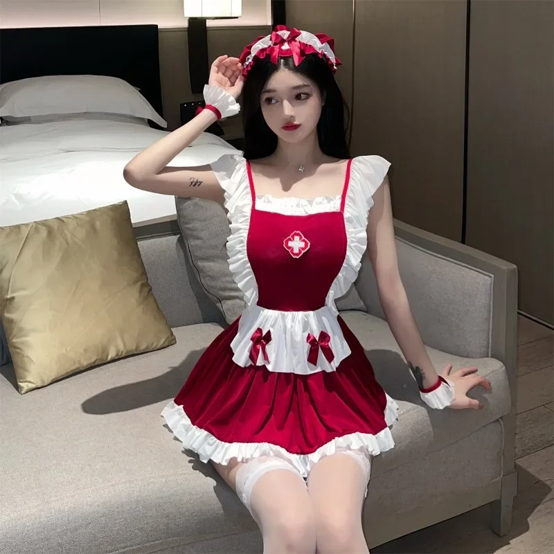 

New Erotic Underwear Midnight Flirting Temptation Maid Uniform Role Playing Temptation Set Sexy Nurse Christmas Dress