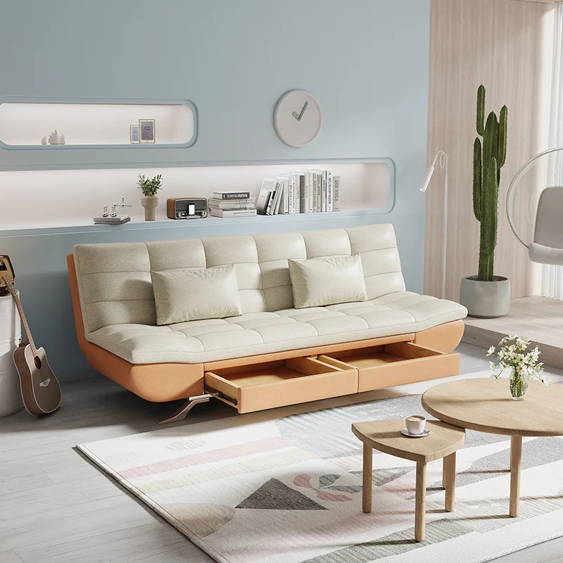 

Storage Drawer Technology Cloth Latex Sofa Bed Small Apartment Foldable Double Dual-purpose Disassembly And Washing Fabric