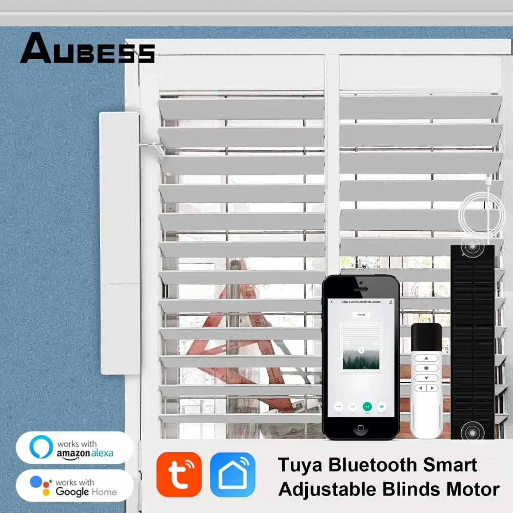 Tuya Bluetooth Smart Adjustable Blinds Motor USB Charging Plantation Shutters Window Smart Home Via Smart Life Alexa Google Home