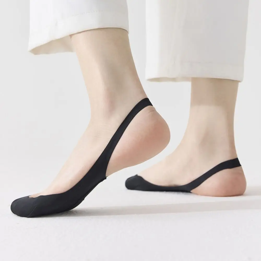 

4Pairs Soft Ultra-thin Ice Silk Socks Anti-slip Invisible Half Feet Socks Hosiery Shallow Mouth Half Palm Boat Socks Women