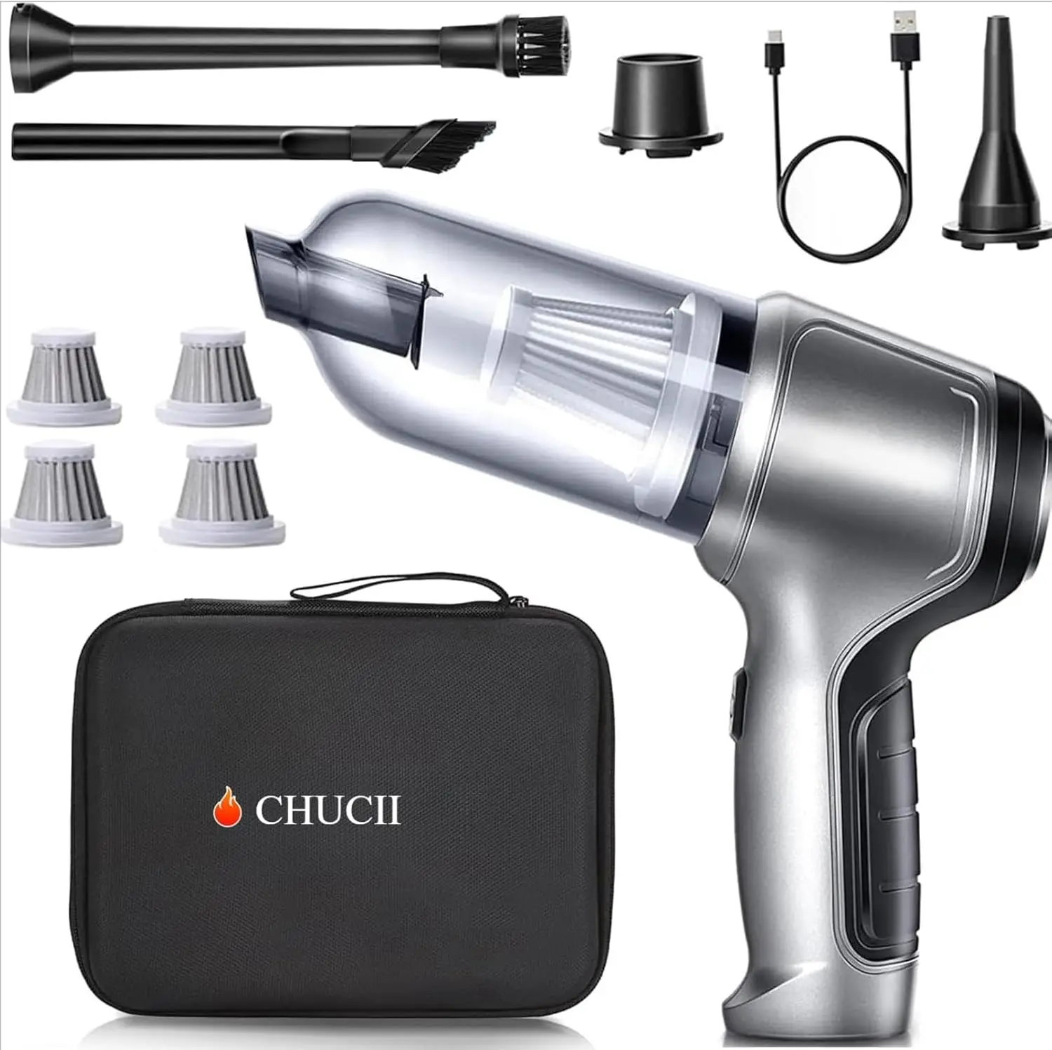 Car Vacuum Cleaner, 63000pa Portable Vacuum, Rechargeable Handheld Vacuum Cleaner,TypeC, Rechargeable Vacuum for Car, Home, Pet