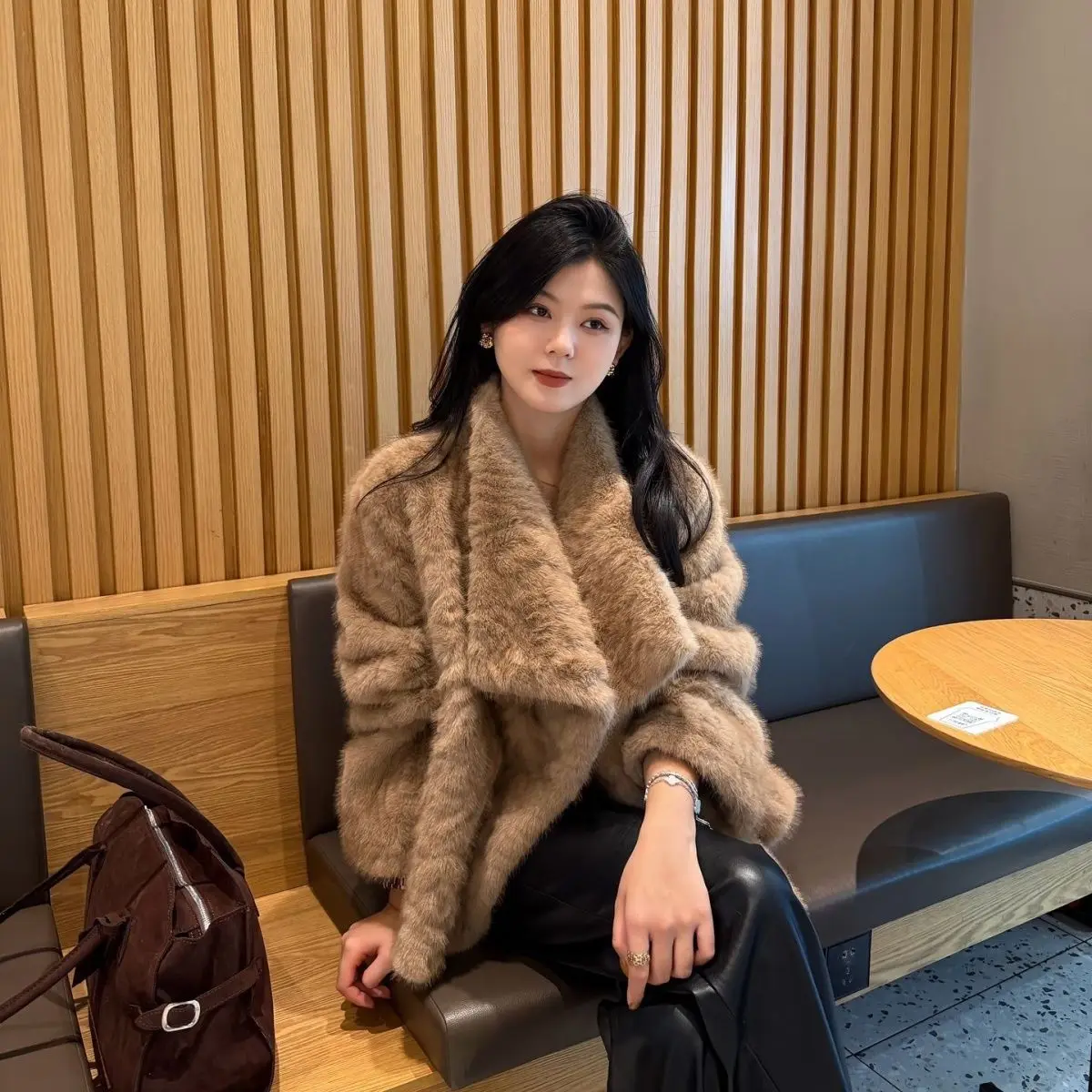 

Пальто с воротником из искусственного меха, женская униформа, универсальная униформа в горошек в стиле Харадзюку, городский полный кролик, глубокий Peluche, универсальный рог природы