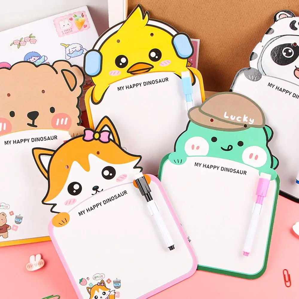 Cute Erasable Whiteboard Suspendable Creative Whiteboard Notebook Cartoon Animal Shape Reusable Message Pad Early Education