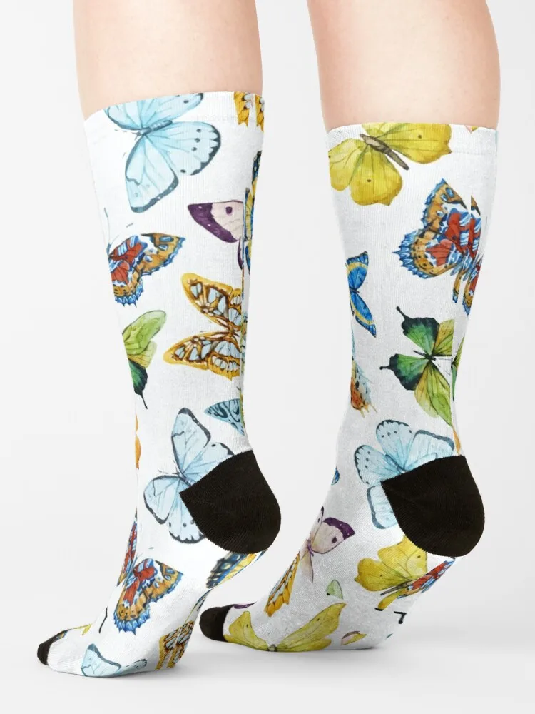 Chaussettes de sport à motif de papillons colorés, printemps