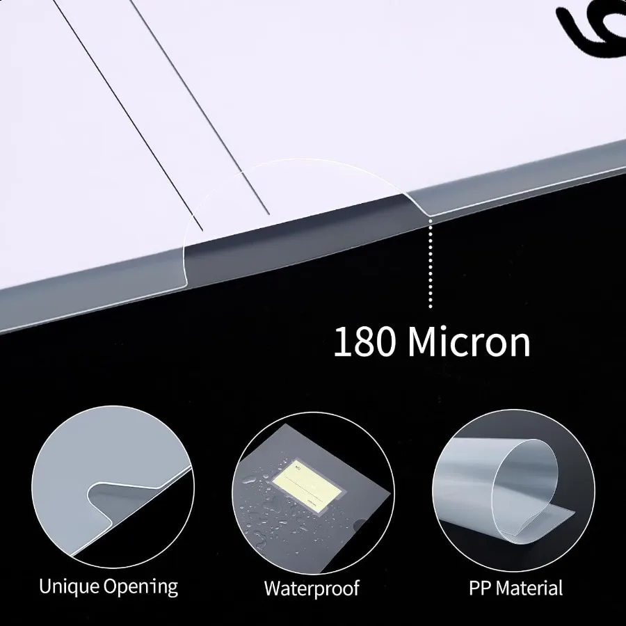 40er-Pack transparente Dokumentenordner, Typ Kunststoffordner A4 mit Tasche für Büro, transparent