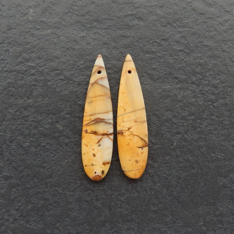 

Women's Natural Stone Mookite Jasper Waterdrop Earrings Beads 37x9x4mm 3.9g Fashion Jewelry Gift