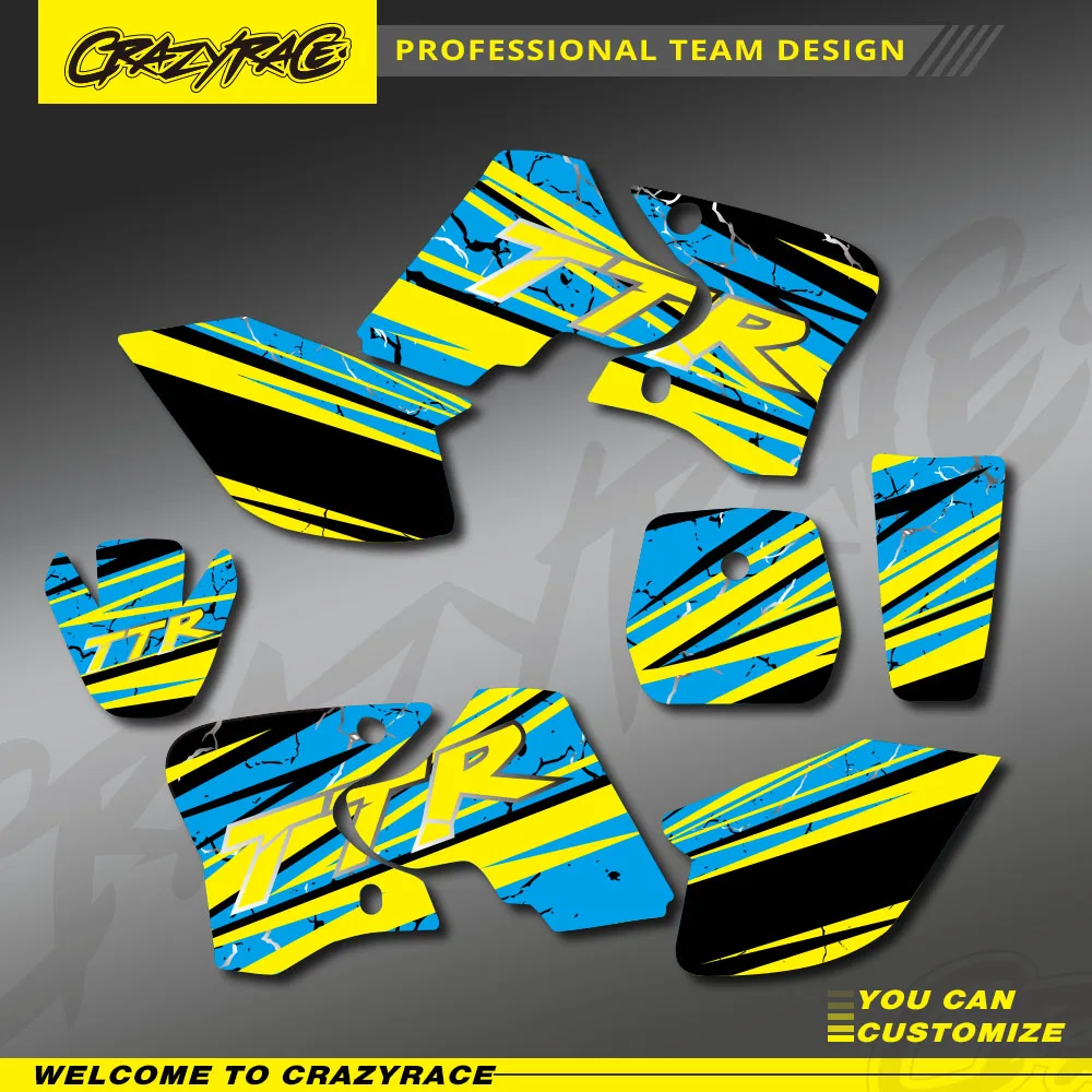 

Motorcycle Stickers Background Graphic Decals Kit For Yamaha TTR90 TTR 90 2000 2001 2002 2003 2004 2005 2006 2007 Custom Number