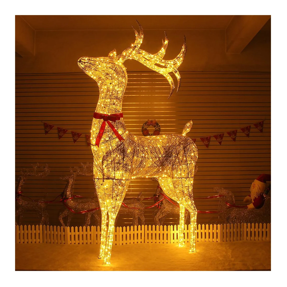 Hot Sale New Year Christmas 3D LED Reindeer Elk Outdoor Garden Decoration Doll