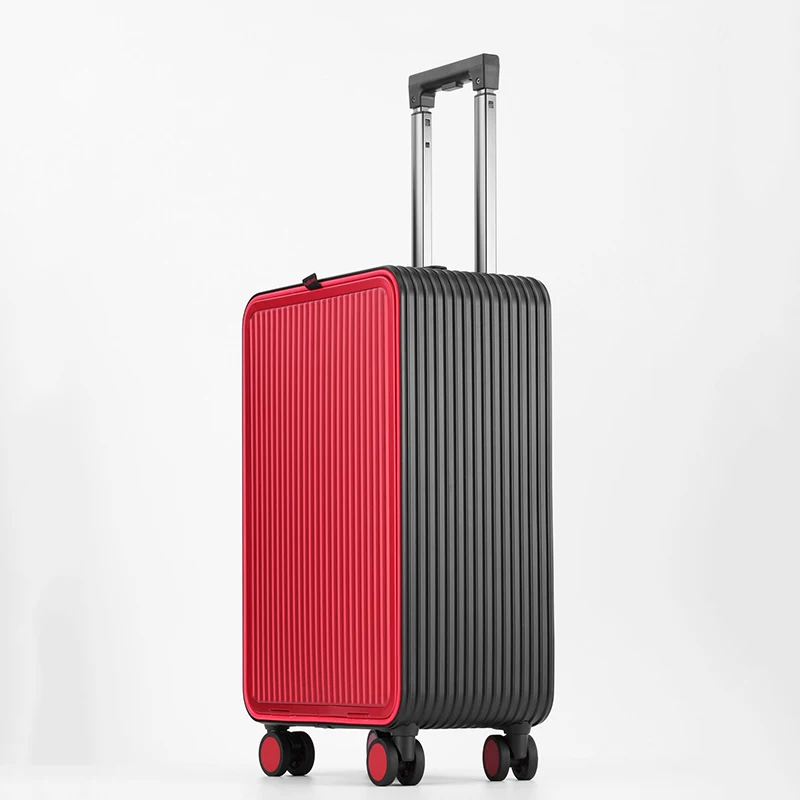 All-aluminum high quality travel luggage 20 inch 24 inch trolley suitcase front opening large-capacity carry on trolley case