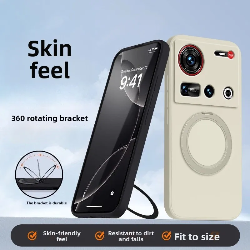 

For ZTE Nubia Z70 Z70S Ultra Case New Magnetic Rotating Bracket Liquid Silicone Cover For Nubia Z70 Ultra Soft and drop-proof